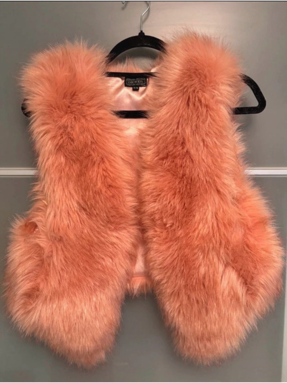Faux Fur Vest in Coral Orange